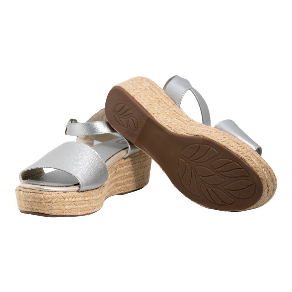 Two Pretty Girls Silver Espadrille Wedge Sandal - Picture 4 of 7